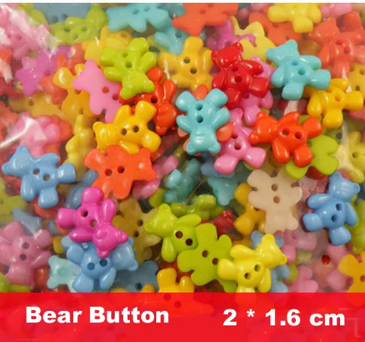 

100pcs/lot MIX color bear nylon button fit for sewing or scrapbook sewing accessories Buttons (SS-670)