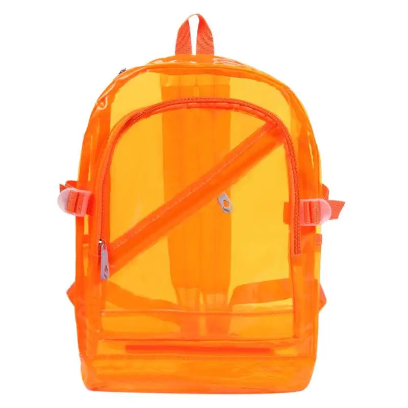 Унисекс Водонепроницаемый ПВХ прозрачный рюкзак Подростковая голограмма Наплечные школьные сумки для женщин мужчин девочек сплошной яркий прозрачный рюкзак - Цвет: Оранжевый