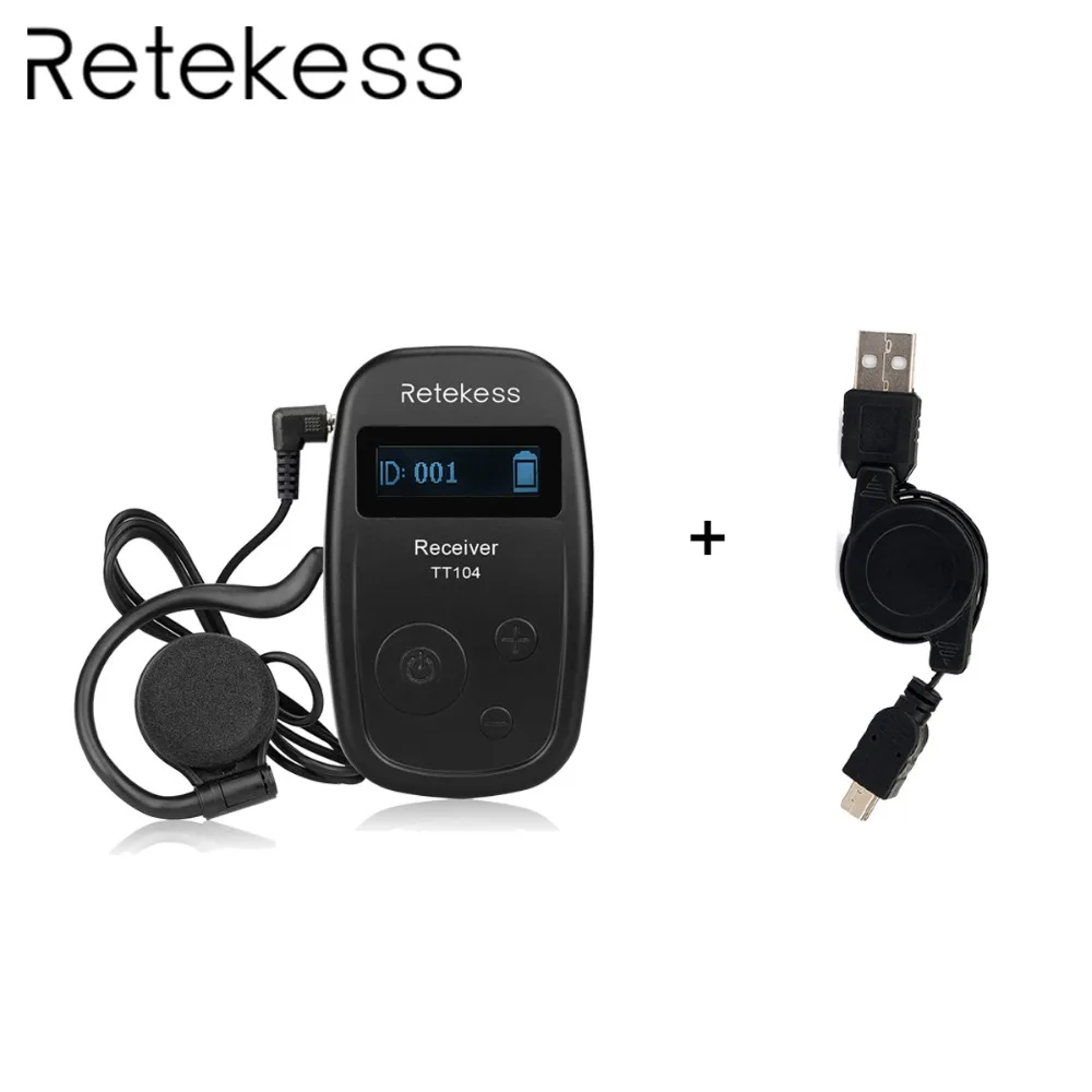 

Retekess TT104 UHF Portable Wireless Audio Receiver With single earphone For Tour Guide System Meeting Church Interpretation