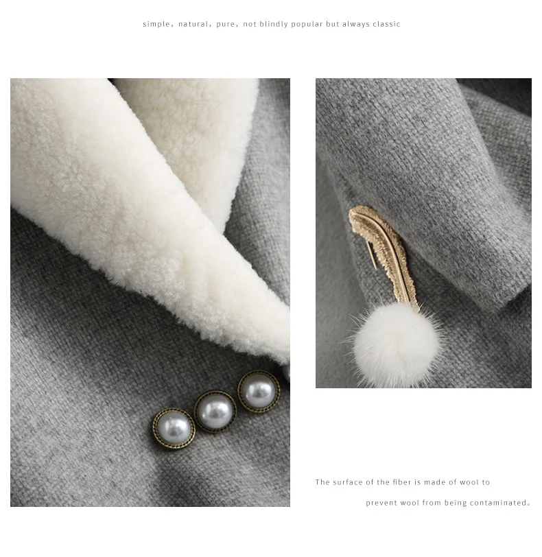 AYUNSUE 2018 New Fashion Wool Coat Female Autumn Long Double-sided Wool Coats Winter Women Lamb Fur Collar casacos 38032 WYQ1740