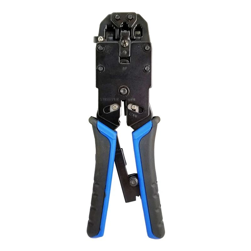

P 6P 8P RJ-11 RJ-12 RJ-45 Modular Connector Steel Frame Multi Function Network Ratchet Clamp Tool Crimper Cable Cutter Stripper