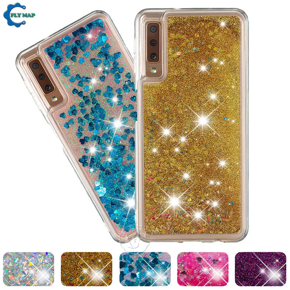 Liquid Case for Samsung Galaxy A7 2018 A750F A750F/DS SM-A750F SM-A750F/DS SM-A750FN Dynamic Quicksand Glitter Stars Phone Cover |