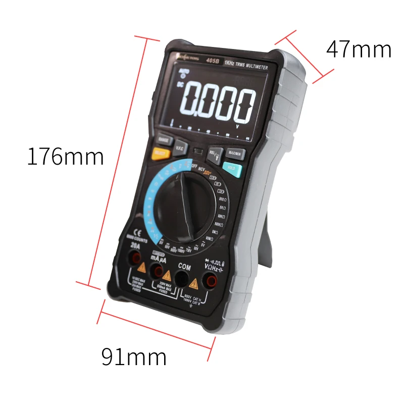 Цифровой мультиметр рихметров 405A True-RMS 20A 6000 отсчетов переменного/постоянного тока напряжения тока Ом температуры Авто/ручная квадратная волна