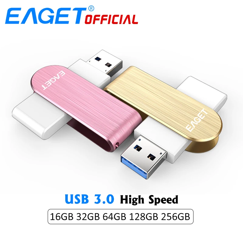 

EAGET High Speed USB 3.0 Flash Drive 64GB Pen Drive 32GB Flash Memory Disk Metal USB Stick Waterproof Pendrive 16G for PC Tablet