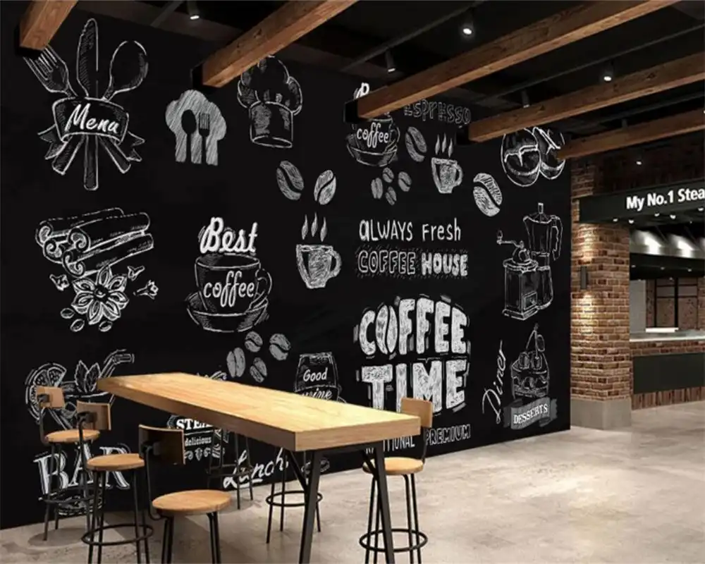 Beibehang Custom Wallpaper European Style Hand Painted Black And White Coffee Shop Mural Restaurant Mural Wallpaper For Wall 3 D Wallpapers Aliexpress