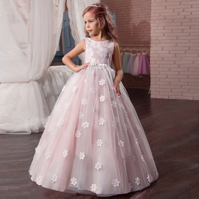 Новинка; вечернее платье для девочек; Летние Детские платья для девочек; Детский костюм; элегантное платье принцессы; свадебное платье с цветочным узором для девочек - Цвет: as picture