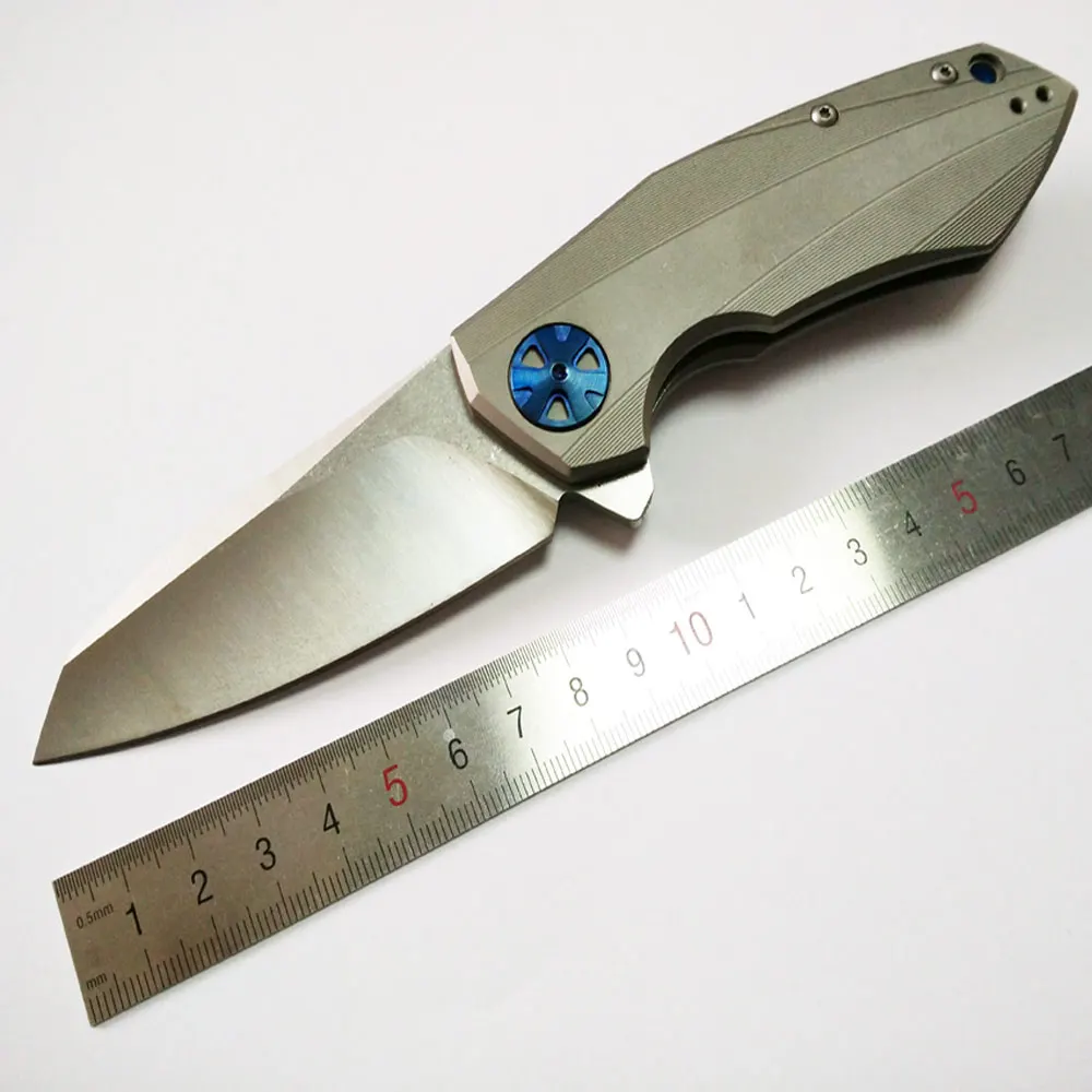 

High Quality D2 blade TC4 Titanium alloy CNC engraving molding handle tactical folding knife hunting camping outdoors EDC tools