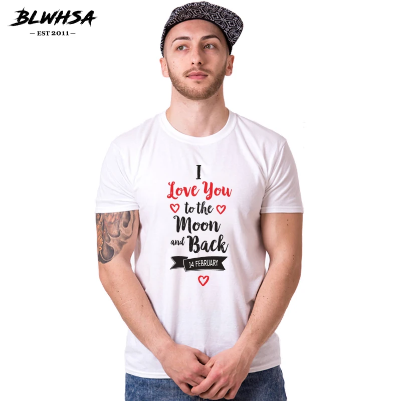 Blwhsa Lovers T Shirt Women Casual Printing I Love You To The And 14 Couple Clothes Valentines Gift - T-shirts - AliExpress