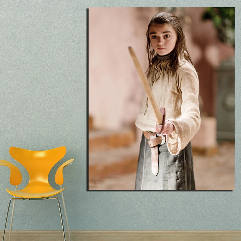 

Wall Painting Arya Practice Sword Canvas Painting Prints Living Room Home Decor Modern Wall Art Oil Painting Posters Pictures HD