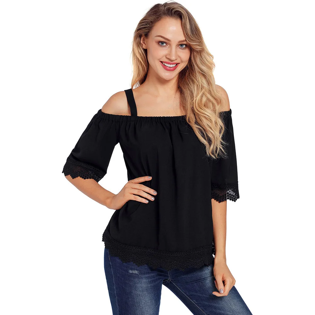 Plus Size XXL Autumn Women T Shirt Half Sleeve Off ...