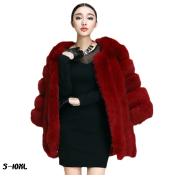 

New womens faux fur coat fashion the whole skin fox fur fur coat short paragraph in the long section of the vertical fox fur