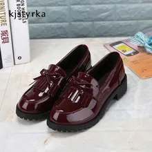 Kjstyrka/ г. Модные Винтажные женские туфли-оксфорды без застежки в британском стиле на плоской подошве с бантом, удобные женские нескользящие оксфорды, zapatos mujer