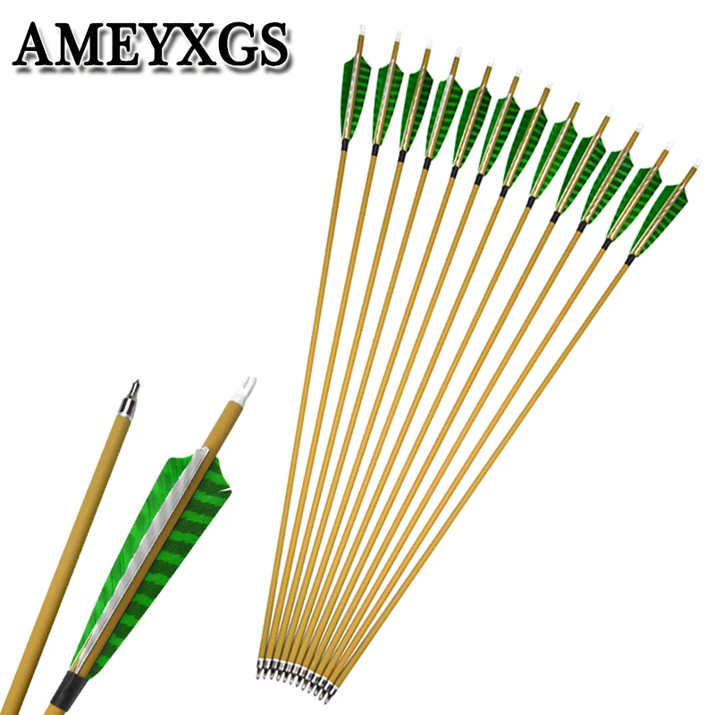 

6/12pcs Spine500 Pure Carbon Arrowhead 5inch Turkey Feather Archery ID 6.2mm Compound Bow Recurve Bow Shooting Accessories