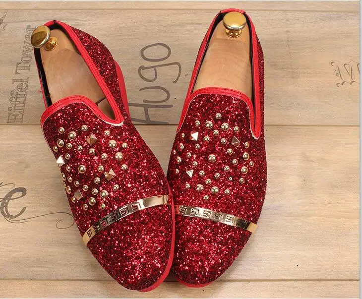 Casual Glissement 5 Printemps Homme Mocassins Rivets 1 Sur Goujons 3 Conduite Hommes Appartements 2 Glitter Pour Richelieus Chaussures Bling Les 2018 4 Rétro Automne gnqA6wf6