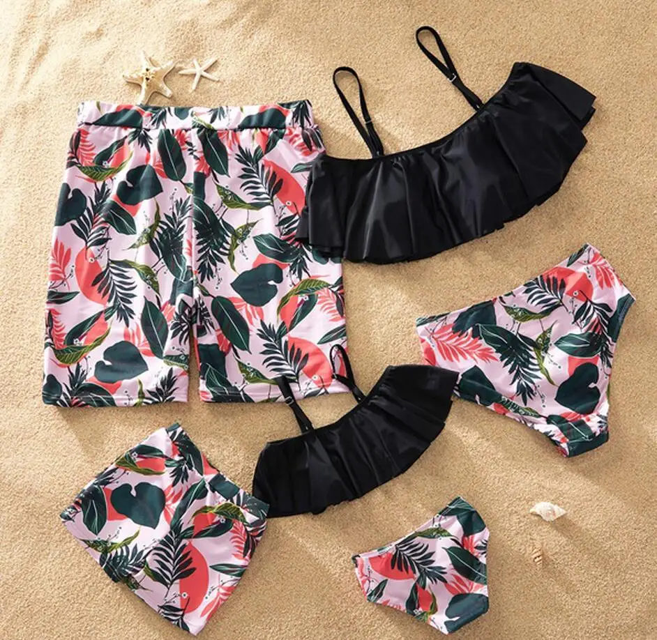 

Mother Daughter Matching Swimsuit Floral Family Matching Swimwear Clothes Mommy And Me Bathing Suit Father Son Swim Shorts