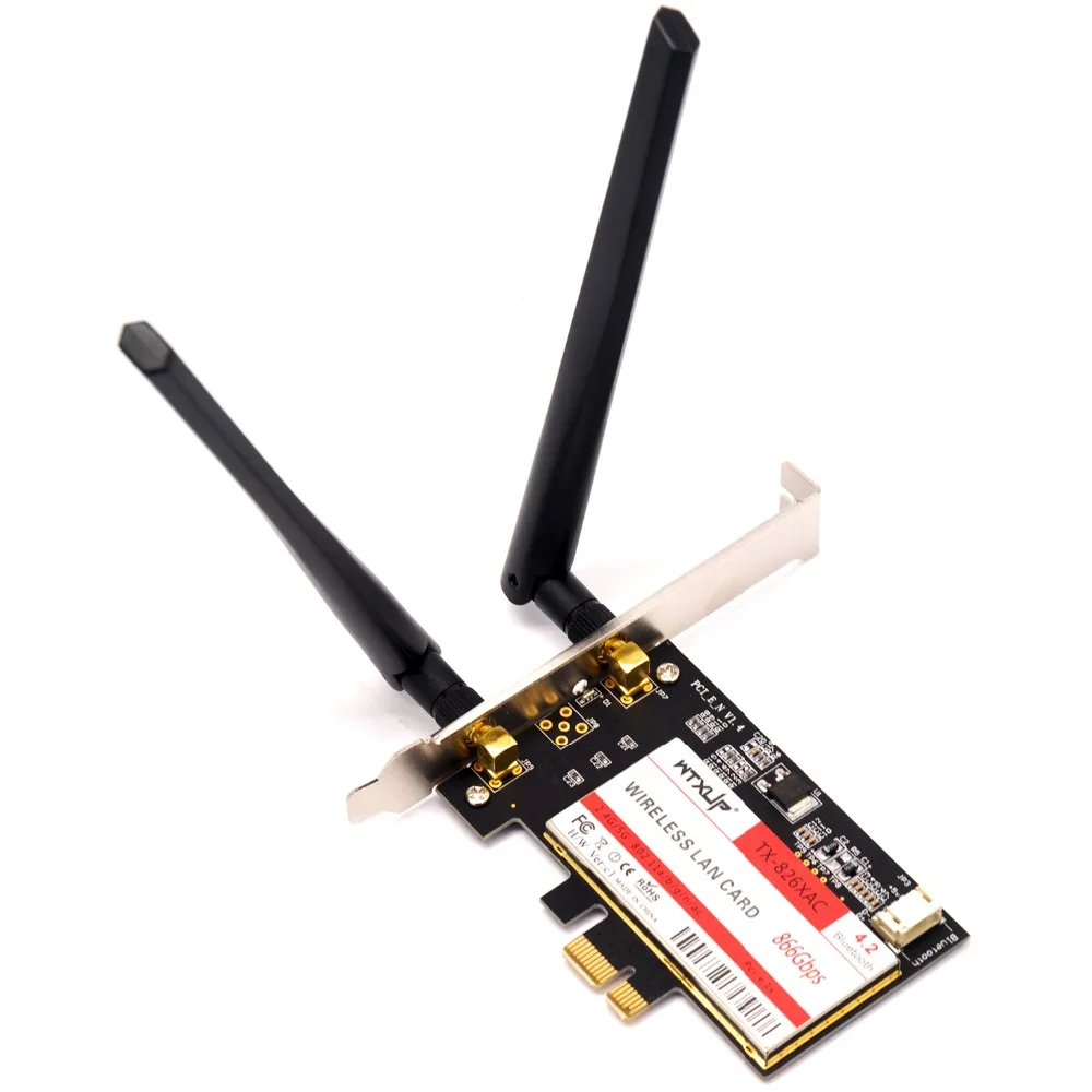 WTXUP двухдиапазонный 8265AC 802.11ac 867 Мбит/с + 300 Настольный беспроводной PCI E WiFi адаптер