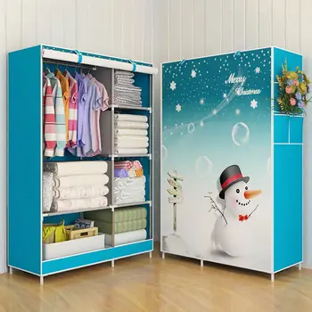 

Romantic wardrobe fabric simple wardrobe reinforced clothes storage cabinet simple storage cloth wardrobe