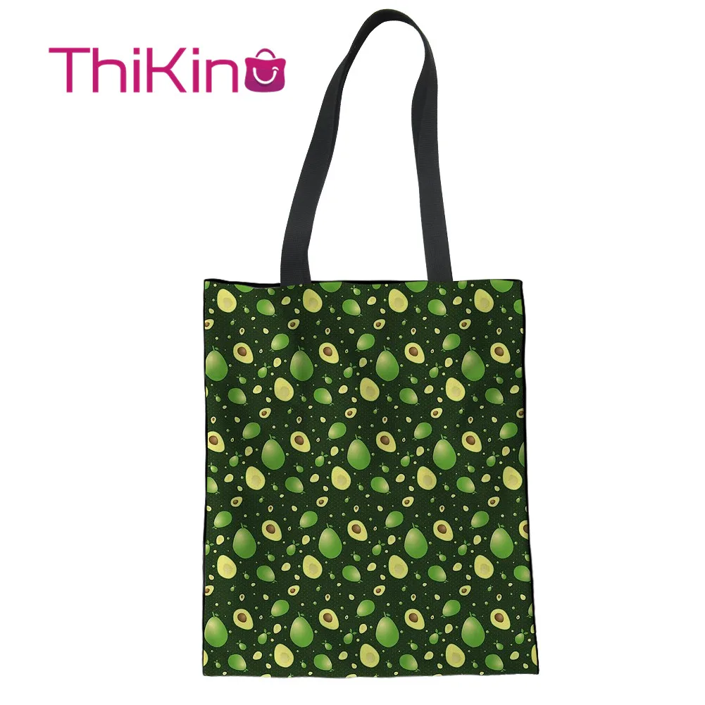 

Thikin Cute Avocado Canvas Bag for Kawaii Girls Shopping Handbags Cool Summer Fruits Portable Bag for Women Bags Designer