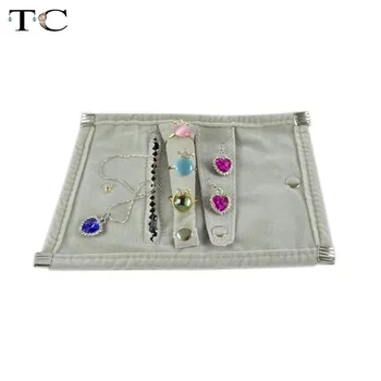 Newest Mini Black Velvet Jewelry Roll Bag Portable Organizer Bag Foldable For Earrings Ring Pendant Necklace Storage