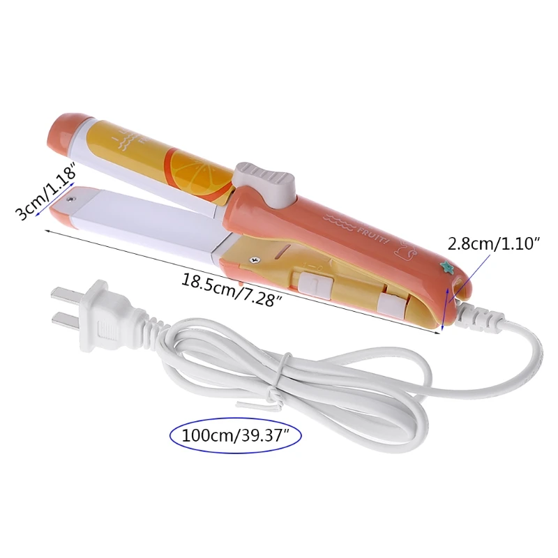 Портативный выпрямитель для волос 220 В, мини щипцы для завивки волос, дорожные инструменты для волос, милые инструменты для укладки волос карамельного цвета, вилка США с коробкой