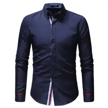 Новинка года Для мужчин рубашки Бизнес с длинным рукавом отложной воротник хлопок мужской рубашка Slim Fit популярные конструкции M-XXXL