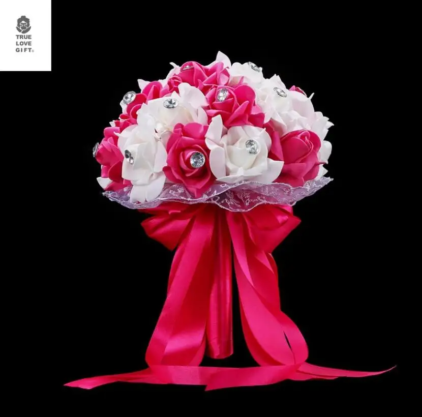 6 цветов букет кольцо Искусственные пенные цветы пены роз для Для женщин свадебная композиция невесты свадебные букеты AA133