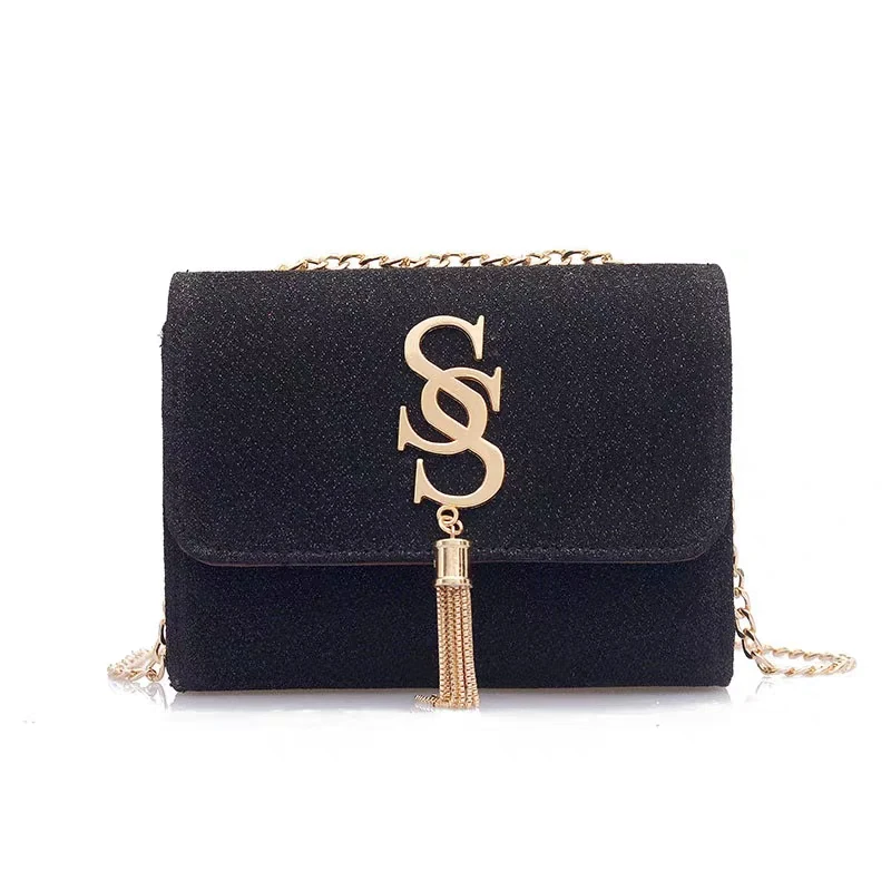 

JUILE women Chain Crossbody Shoulder Bag Fashion Fringe Decoration Small Messenger Bag Lady Handbag and Wallet Evening Clutch