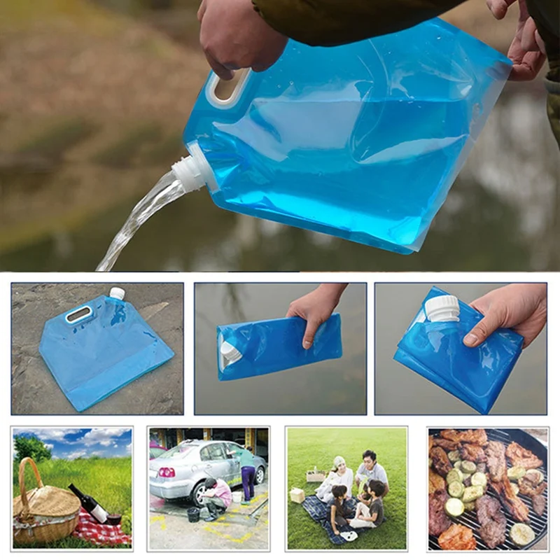

3/5/10 L Outdoor Drinking Water Bag Portable Folding Collapsible Handheld Bucket Sports Camping Container Carrier