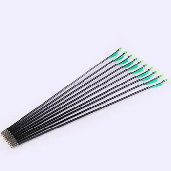 

12PCS New Fiberglass Arrows with Green White Feather Length 79cm Spine 600 For Recurve Bow Practice Archery Hunting