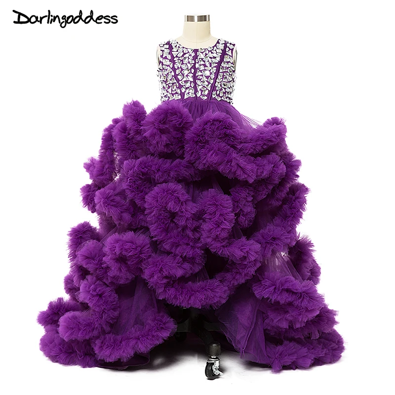 

2017 Purple Cloud Little Flower Girls Dresses for Weddings First Holy Communion Dresses for Girl Kids Formal Party Prom Dress
