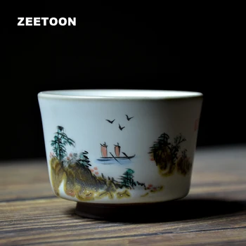 

70ml 80ml 90ml Coarse Pottery Ru Kiln Hand Painted Master Cup Teacup Chinese Kung Fu Tea set Tea bowl Tea Cup Vintage Home Decor