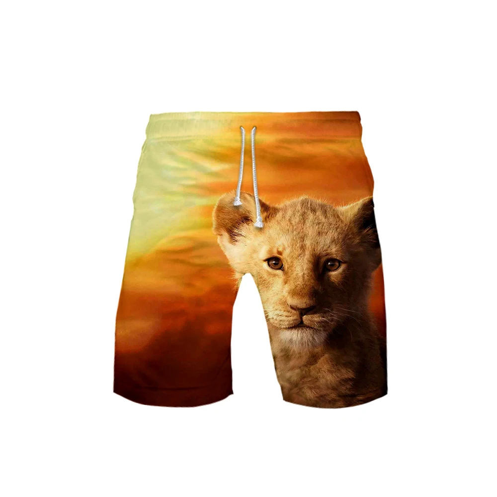 Новинка года, мужские летние модные трендовые шорты с 3D изображением короля льва Simba, популярная Повседневная летняя одежда