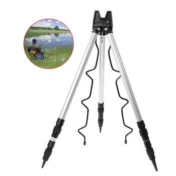 

Fishing Rod Holder Pole Mount 3 Section Stretch Portable Outdoor Sea Fishing Support Stand Tripod Triangle Rack Tackle Aluminum