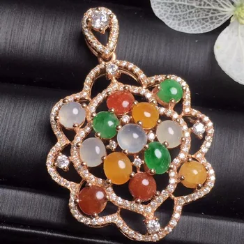 

Fine Jewelry Real 925 Steling Silver s925 Myanmer Origin 100% Natural Jade Gemstone Female Pendant Necklaces Christmas Gift