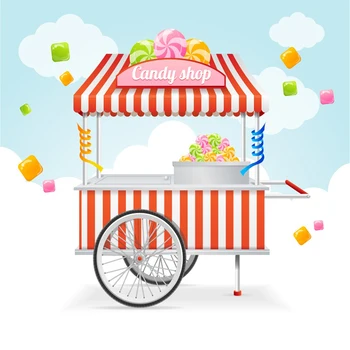 

Laeacco Candy Shop Booth Cartoon Baby Child Scenic Photography Backgrounds Customized Photographic Backdrops For Photo Studio