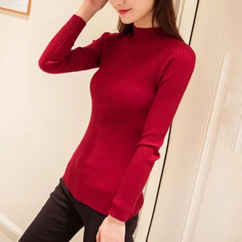 

Autumn Winter New Women Sweaters Turtleneck Pullovers Long Sleeve Casual Solid Female Slim Knitted Sweaters