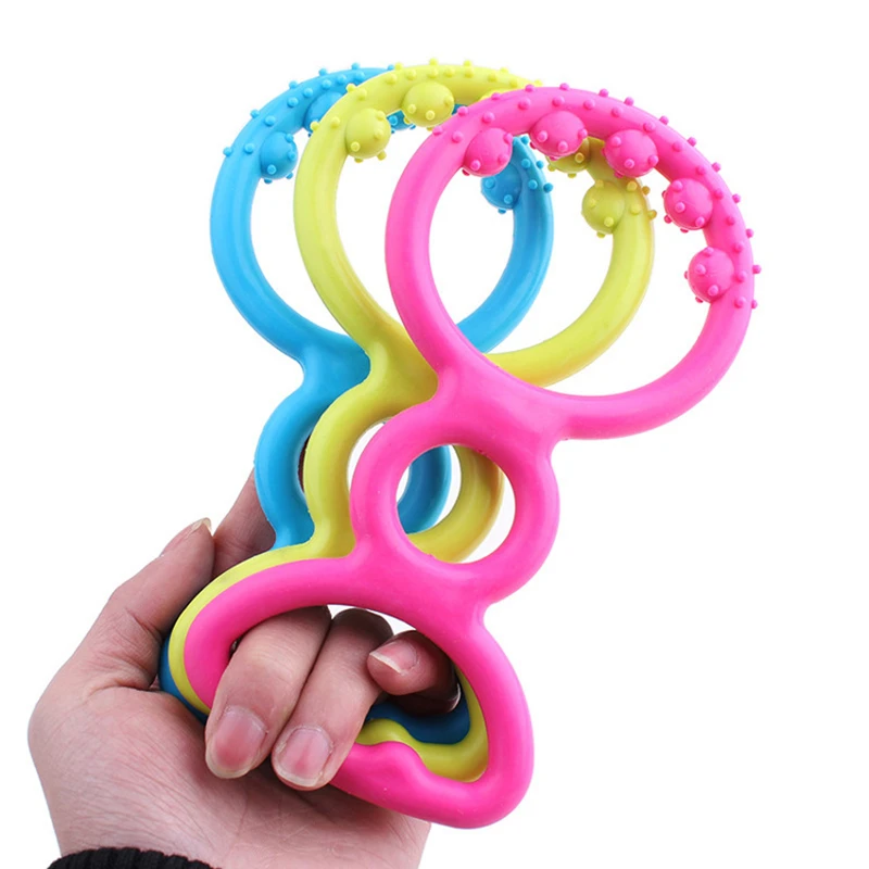 

New Rubber Pet Toy Strong Bite-Resistant Dog Bone Rubber Pet Dog Toy Cleaning Chewing Training Pull Ring Interactive Chew Toy