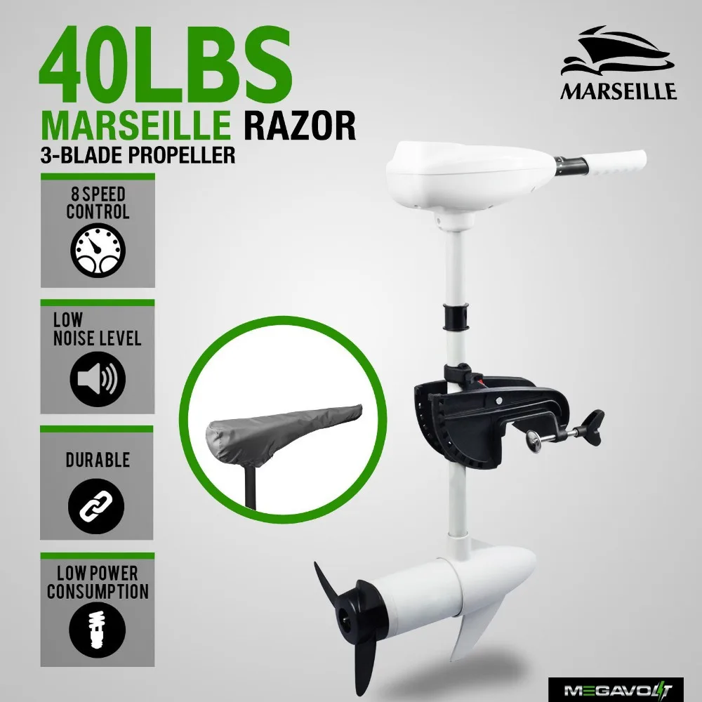 

MARINE 40LBS ELECTRIC OUTBOARD TROLLING MOTOR WHITE For Salt Water