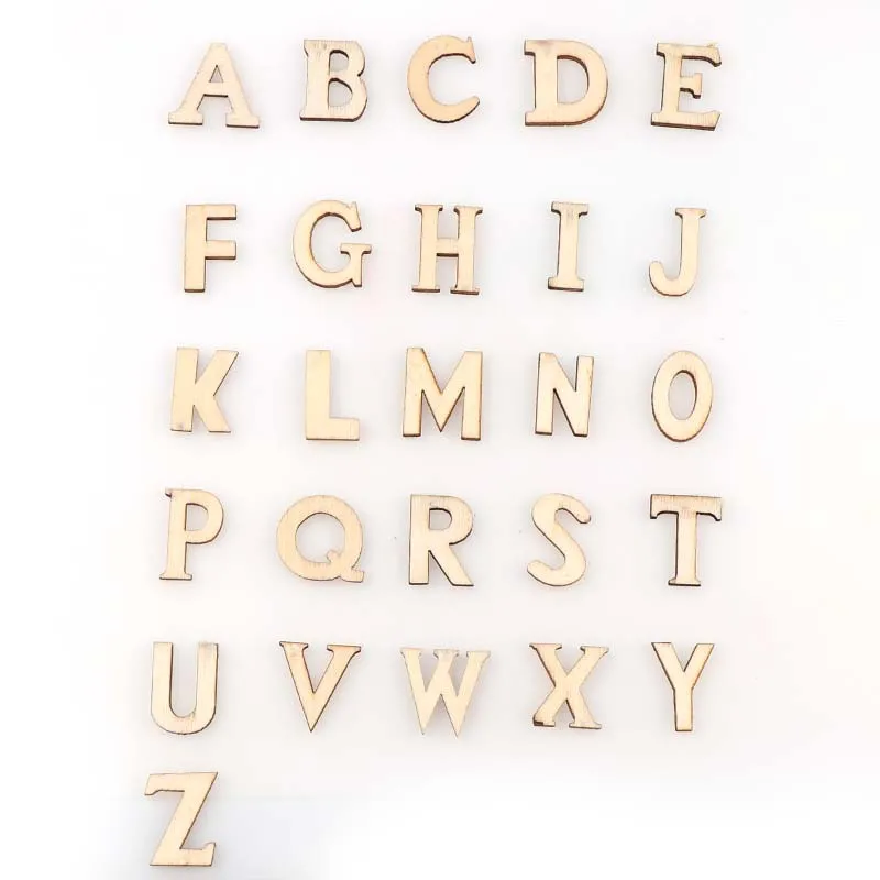 

100Pcs 20mm 26 Alphabet Random Mix Wood Chip For Handmade DIY Craft Without Hole Wood Chips Decorative Embellishments Crafts