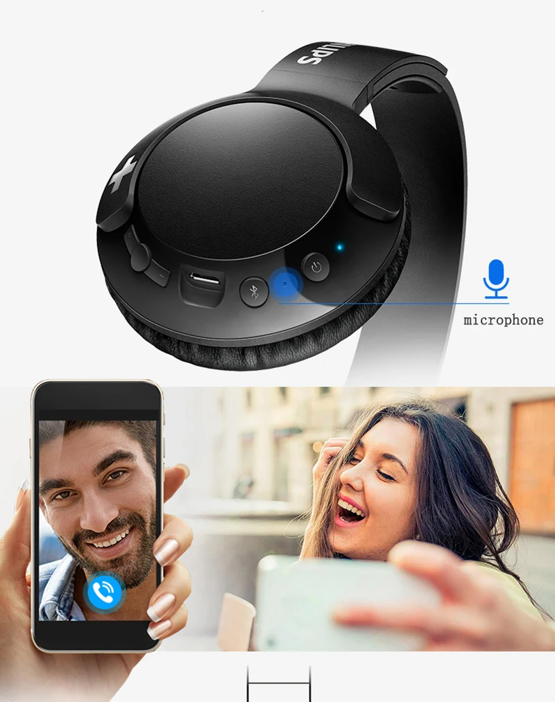 Philips SHB3175 повязка на голову, беспроводная гарнитура с Bluetooth 4,1, регулятор громкости, литий-полимерная для Iphone X, официальная проверка