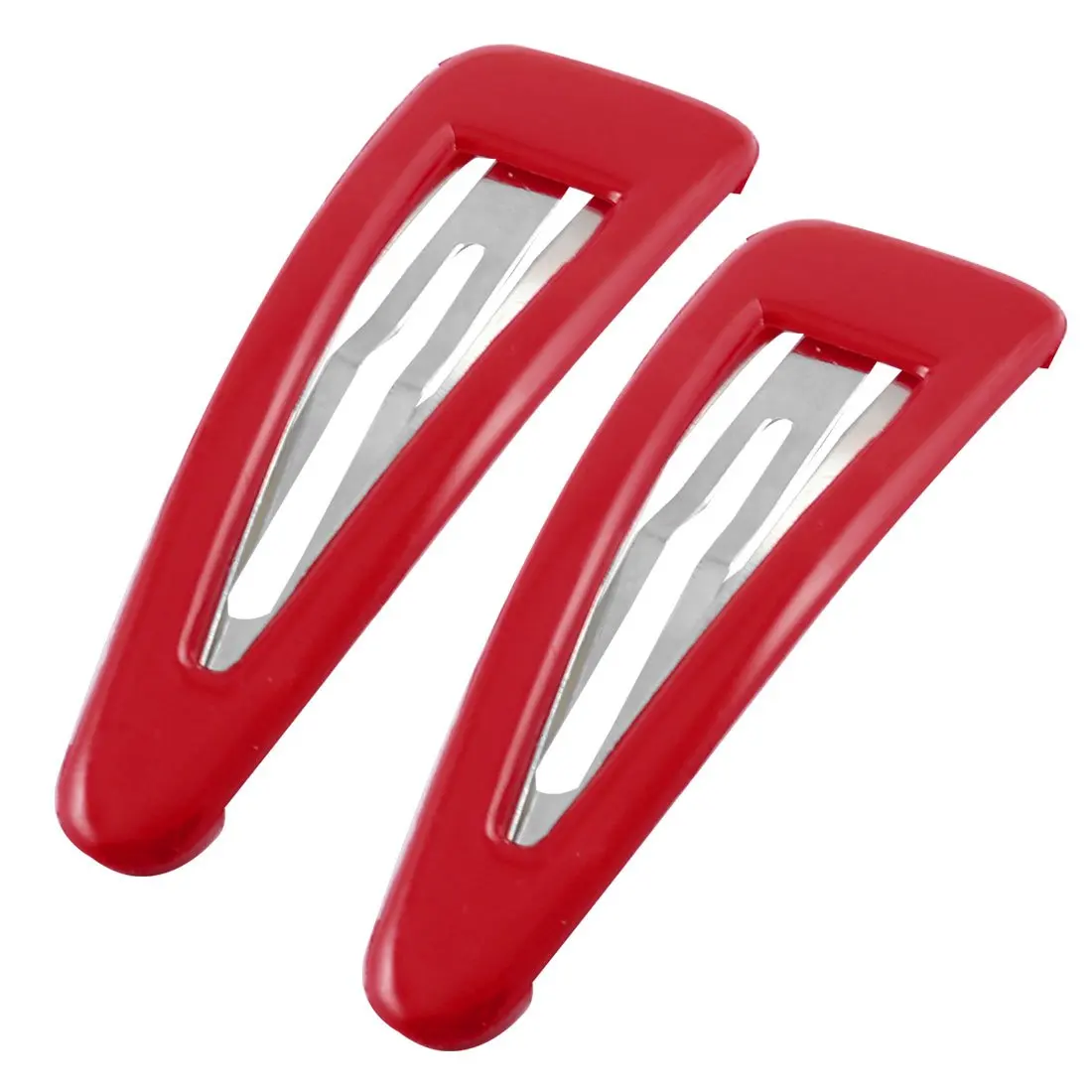

2 Pcs 2.8" Length Red Plastic Metal Snap Hair Clip for Women