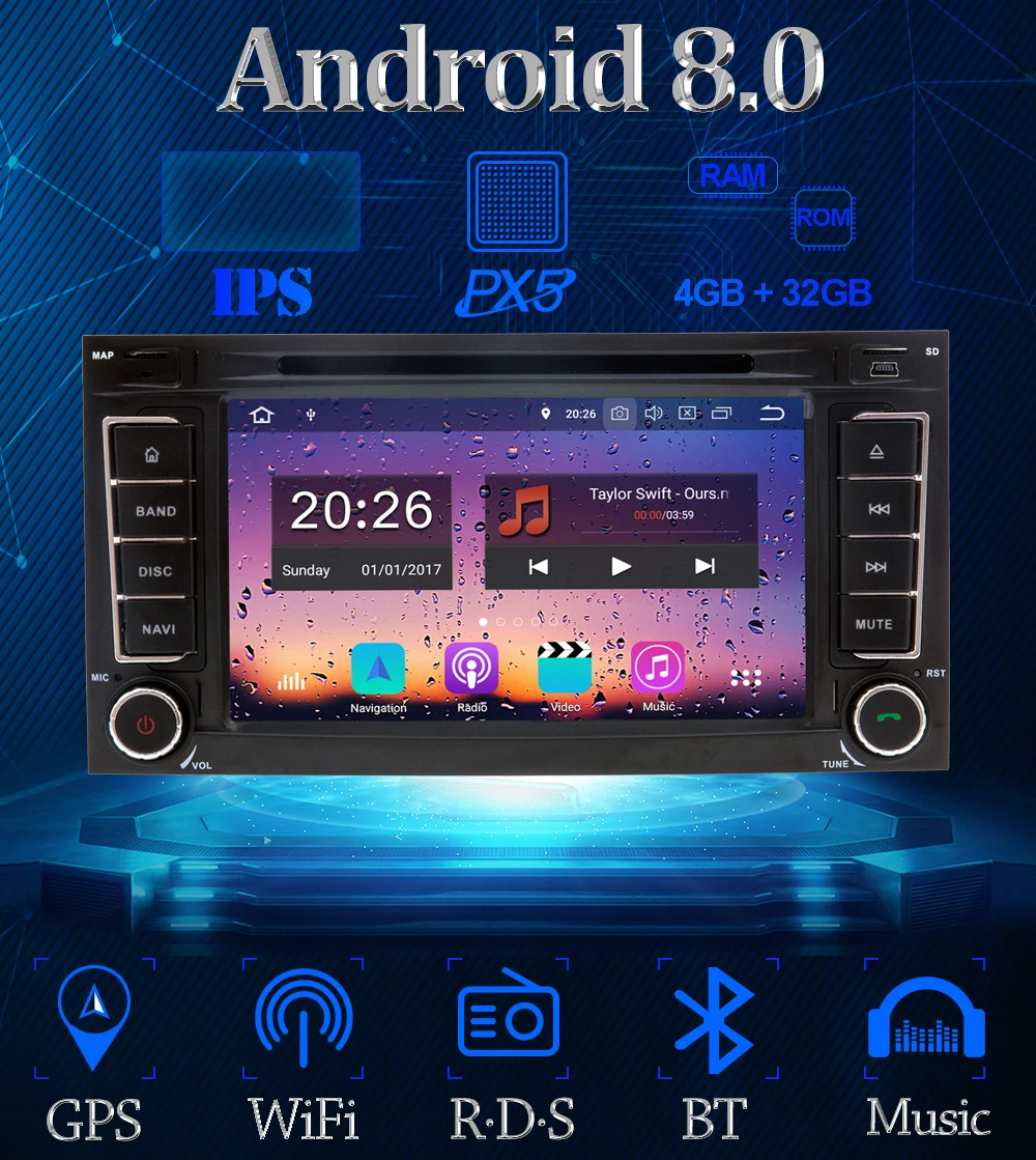 Top IPS 1024X600 Android 8.0 Octa Core 4GB RAM Car DVD GPS Radio for Volkswagen VW Touareg T5 Transporter Multivan 2004-2011 Stereo 4