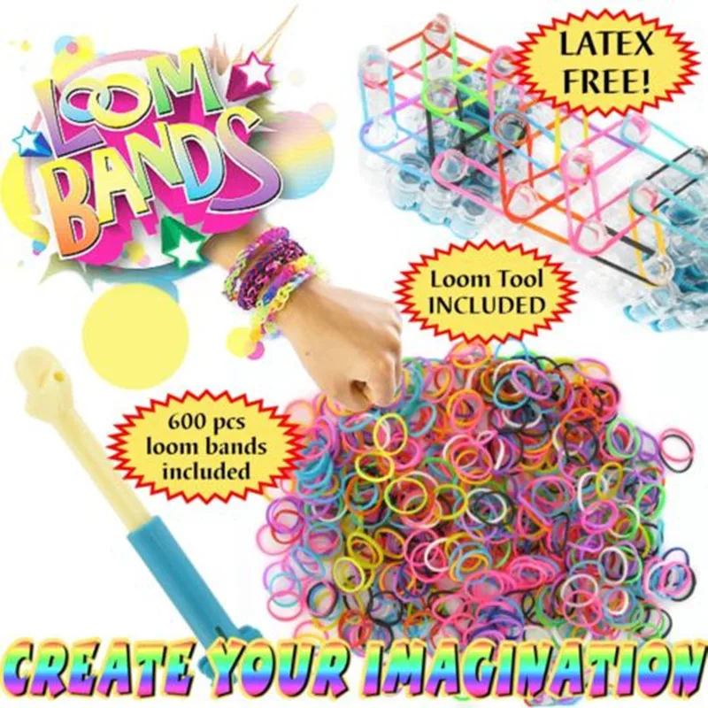 New Loom Bands Kits set Fun Loom Rubber Kit DIY Bracelets Colorful