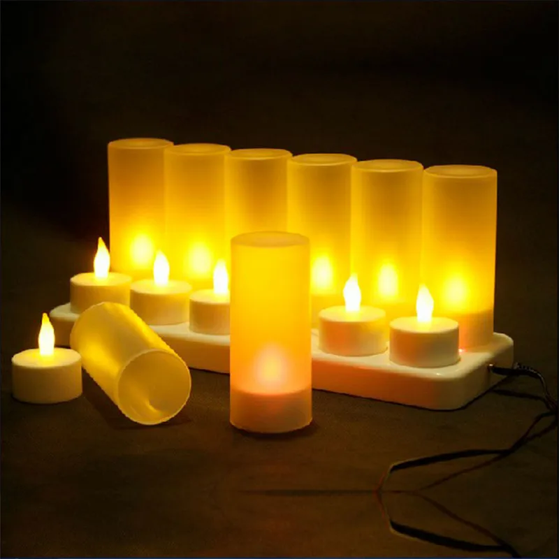 12 штук мерцающие красные velas recargables меняющие цвет электрические свечи синие
