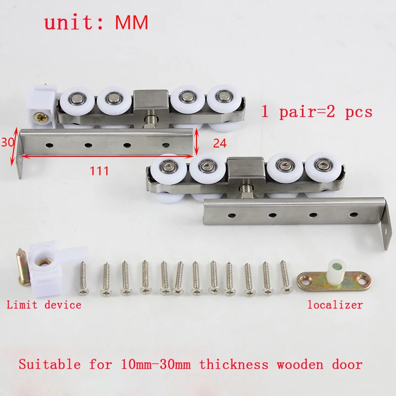 Раздвижная дверь, двойной рельс, подвесной рельс, утолщенная тяжелая стеклянная дверь, подвесная дверь, скользящий путь, желоб, деревянная дверь, толщина 3 мм - Цвет: 8 pulleys   2pcs