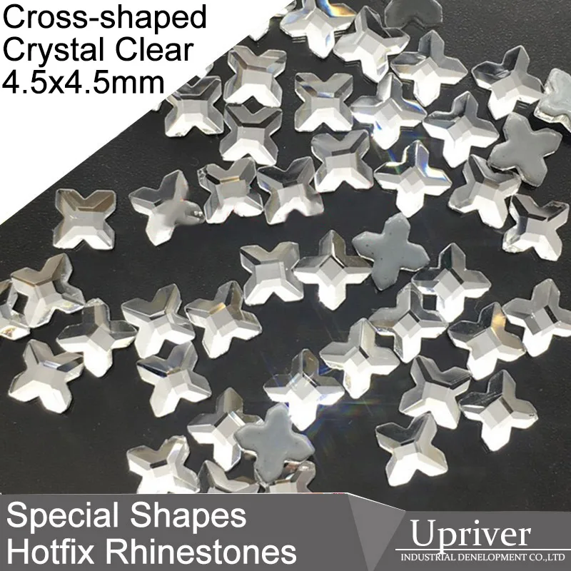

Upriver 4.5x4.5mm Special Shape Crystal Clear Hotfix Rhinestones Iron On Cross-shaped Hotfix Rhinestones