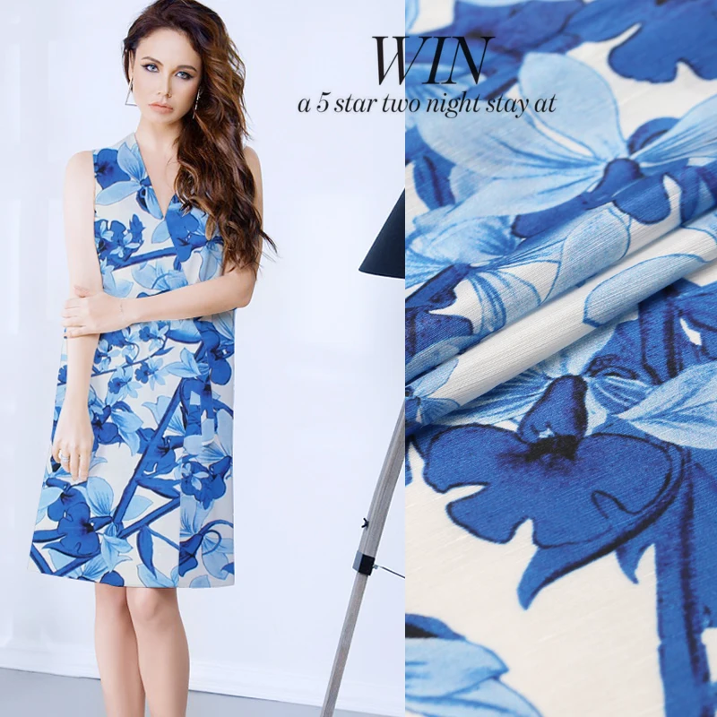 

blur flower Digital Printed Silk Linen Fabric