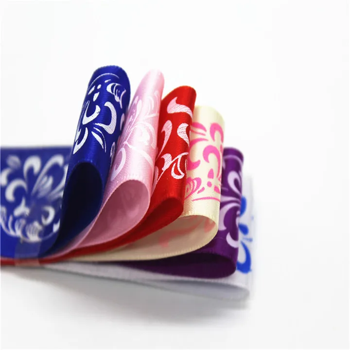 5  2.5cmx50Yard Blue And White Porcelain Printing Ribbon Fabric Wedding Party Supplie Handmade Satin Ribbon Belt Hair Accessories