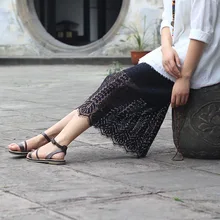 Летний Для женщин юбки Повседневное и удобный однотонный кружева выдалбливают юбки эластичный пояс D041