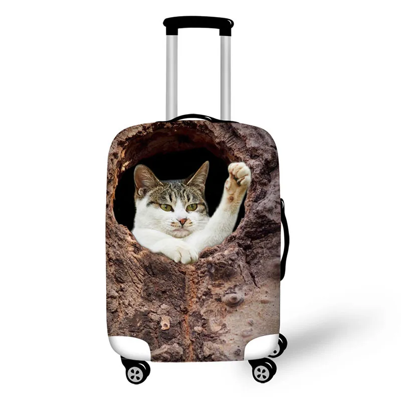Tree cave Cat and dog print Travel Waterproof Bags Luggage Cover Elastic Stretch Protect Suitcase Covers Apply to 18''-30'' Case